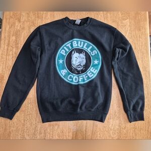 Gildan Black Sweatshirt with Teal Pitbulls & Coffee Logo